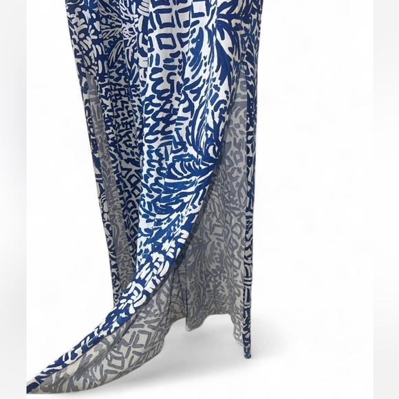Lilly Pulitzer Kerri Maxi Dress A Mermaids Tail Print Size Small White / Blue - Picture 5 of 6